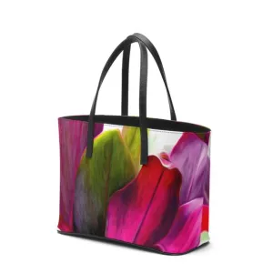 Nappa Leather Kika Tote Bag "Ti Leaf Bouquet"