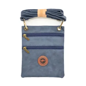 Navy Two Zip Suede Travel Bag