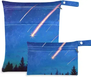 Night Meteor reusable bags for wet 2 Pack travel essentials for babies with handles for yoga, baby diapers