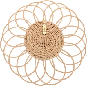 NOLITOY Woven Makeup Mirror Wall-Mounted Decorative Mirror Woven Vanity Mirror Khaki Home Decor Wall Hanging