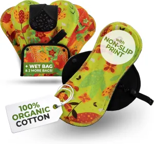 Non-Slip Premium Reusable Panty Liners for Women & Teens (M, 7-Pack); High-Temp Washable Organic Cotton Cloth Liners; Stay Fresh & Dry, for Daily Vaginal Discharge Only; 100% Breathable (no PUL/TPU)