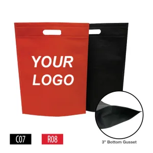 Non-woven Shopping Bags Ultrasonic Die Cut Handle 12"W x 3"D x 16"H - 80gsm