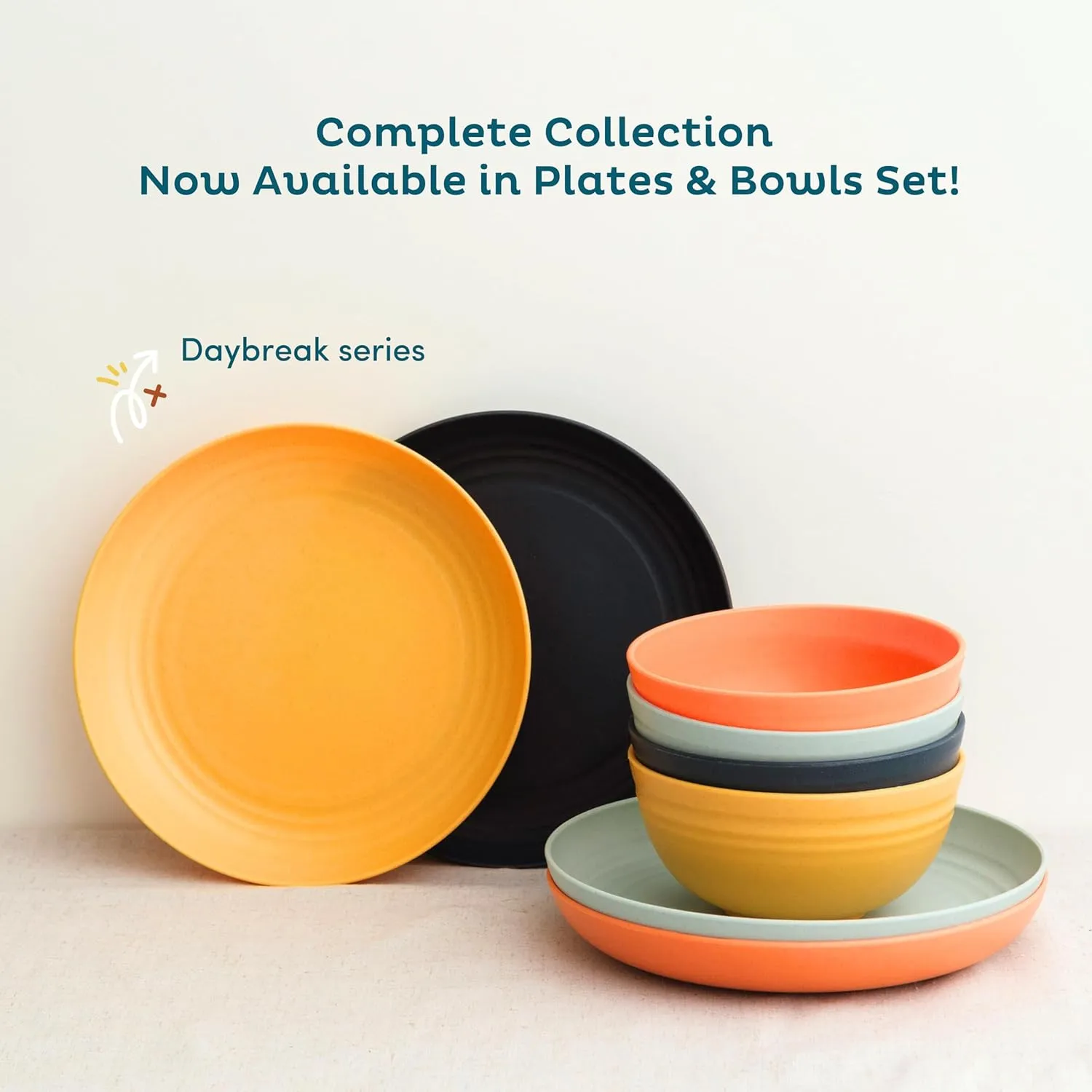 Nook Theory Reusable Wheat Straw Bowls 8 Pcs - 26 Oz Cereal Bowl, Non-Toxic Kids and Toddler Bowl, Microwavable, Dishwasher Safe and Unbreakable Dinnerware (Daybreak)