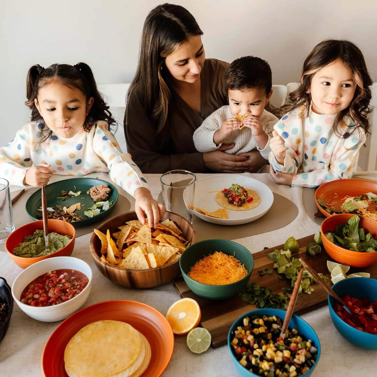 Nook Theory Reusable Wheat Straw Bowls 8 Pcs - 26 Oz Cereal Bowl, Non-Toxic Kids and Toddler Bowl, Microwavable, Dishwasher Safe and Unbreakable Dinnerware (Daybreak)