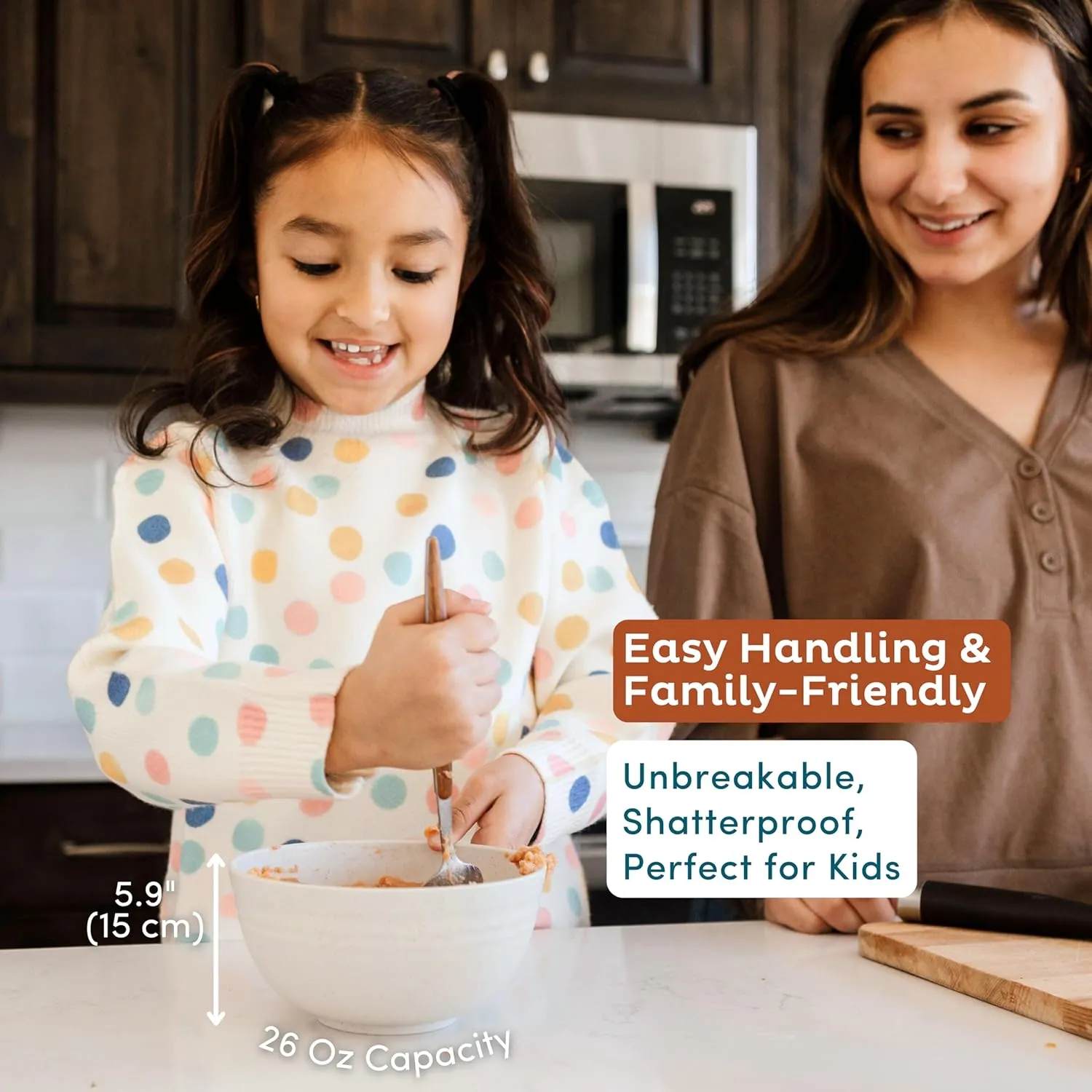 Nook Theory Reusable Wheat Straw Bowls 8 Pcs - 26 Oz Cereal Bowl, Non-Toxic Kids and Toddler Bowl, Microwavable, Dishwasher Safe and Unbreakable Dinnerware (Daybreak)