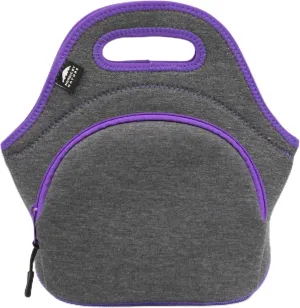 Nordic By Nature Neoprene Lunch Bag for Women & Lunch tote for Kids Insulated Lunch bag Reusable Washable Extra Thick Neoprene & Soft Cotton Feel, Premium Stitching, Outside Pocket, (M) Purple