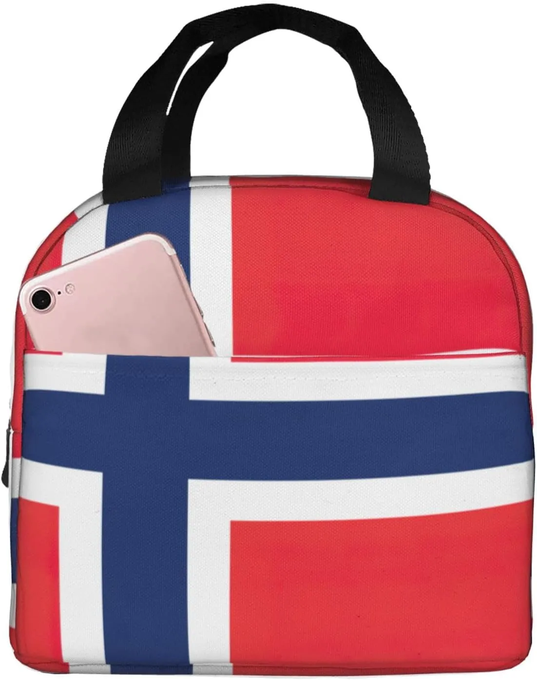 Norwegian Flag Print Portable Lunch Tote Bag Reusable Lunch Bag Multi Functional Convenient Lunch Tote