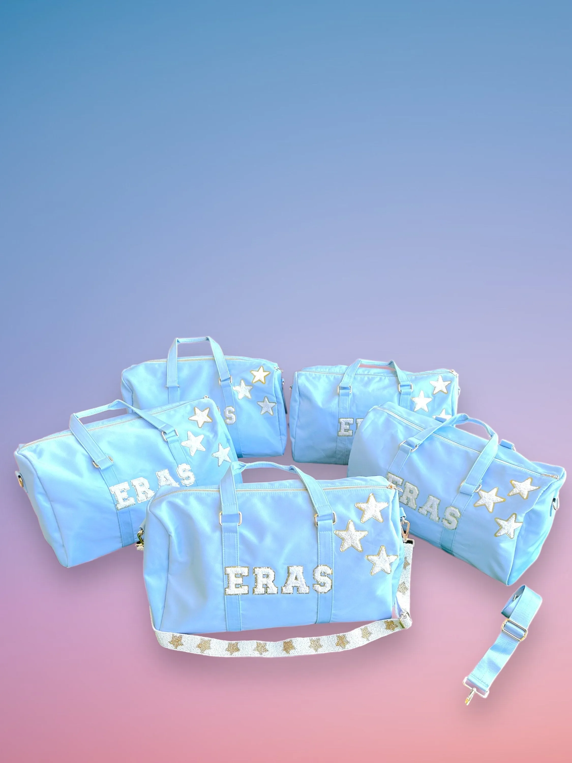 Nylon Eras Dufflebag - Customization Nylon Tote Bag Customizable Glitter Varsity Patches Travel Bag,