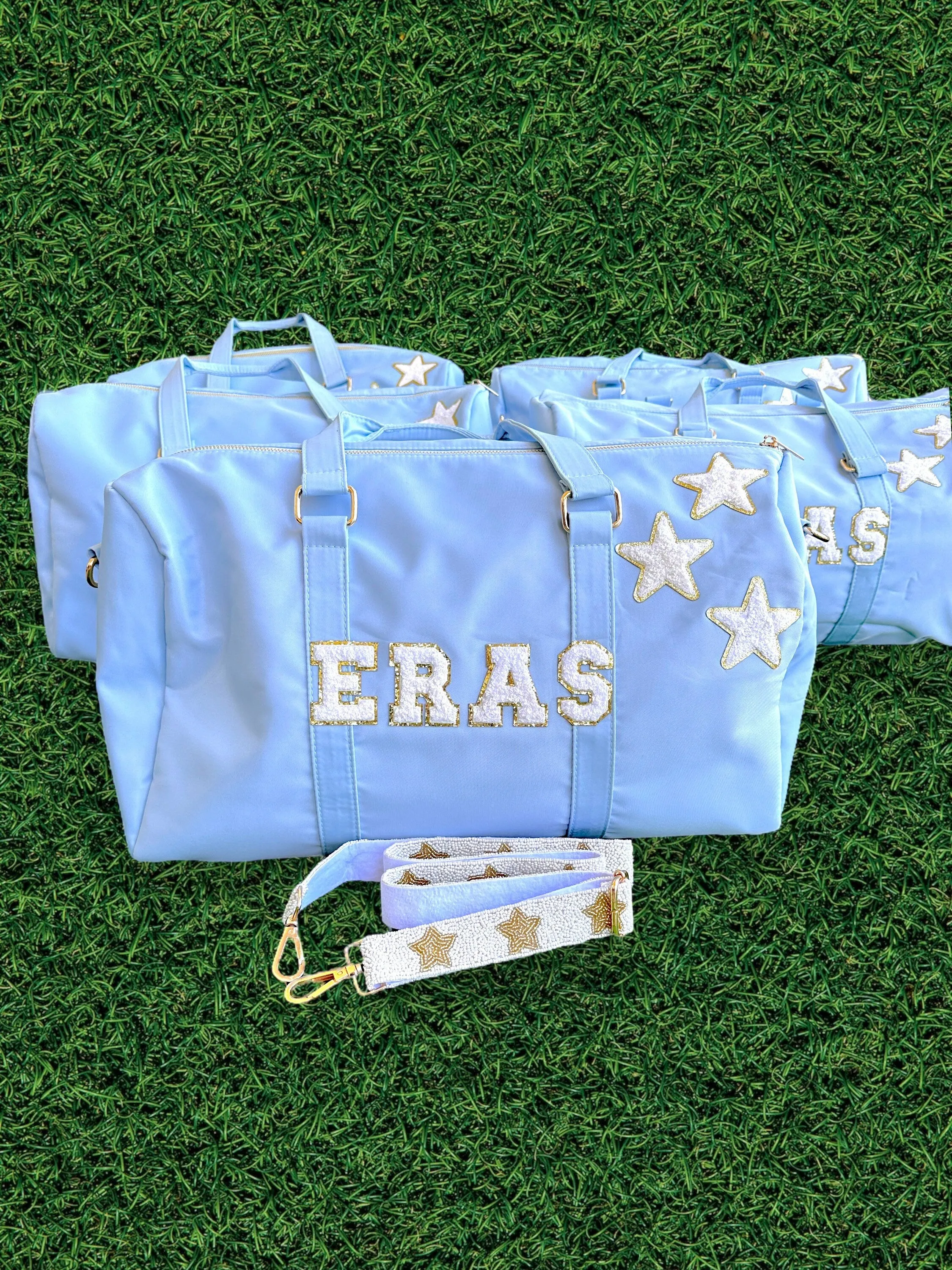 Nylon Eras Dufflebag - Customization Nylon Tote Bag Customizable Glitter Varsity Patches Travel Bag,