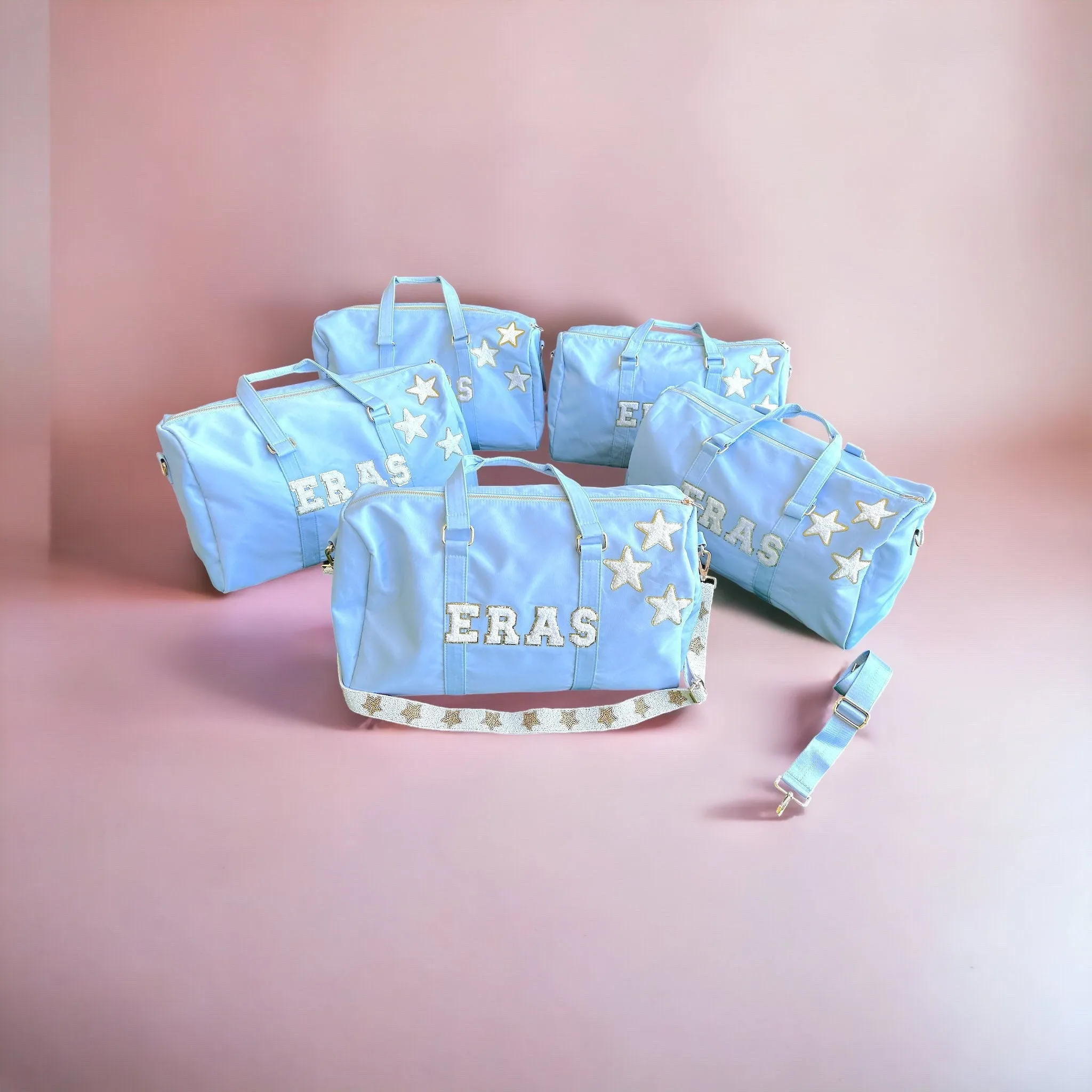 Nylon Eras Dufflebag - Customization Nylon Tote Bag Customizable Glitter Varsity Patches Travel Bag,