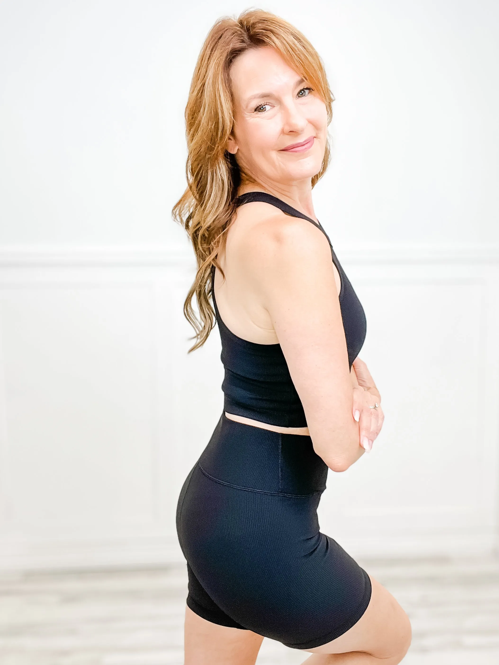 Nylon Ribbed Leisure Attire in Black