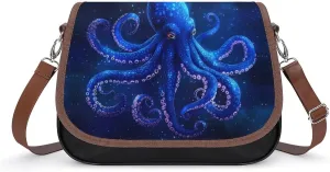 Octopus Galaxy Star Crossbody Bags for Women Leather Tote Bag Handbag Purse for Work Travel