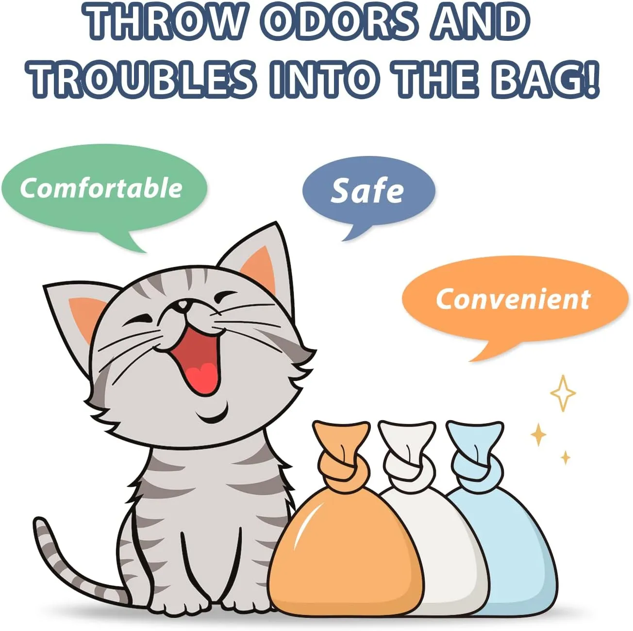 Odor Sealing Waste Disposal Bags M/150 Count Cat Litter Bags Unscented Cat poop bags Large Capacity Diaper Disposal or Pet Waste Bags