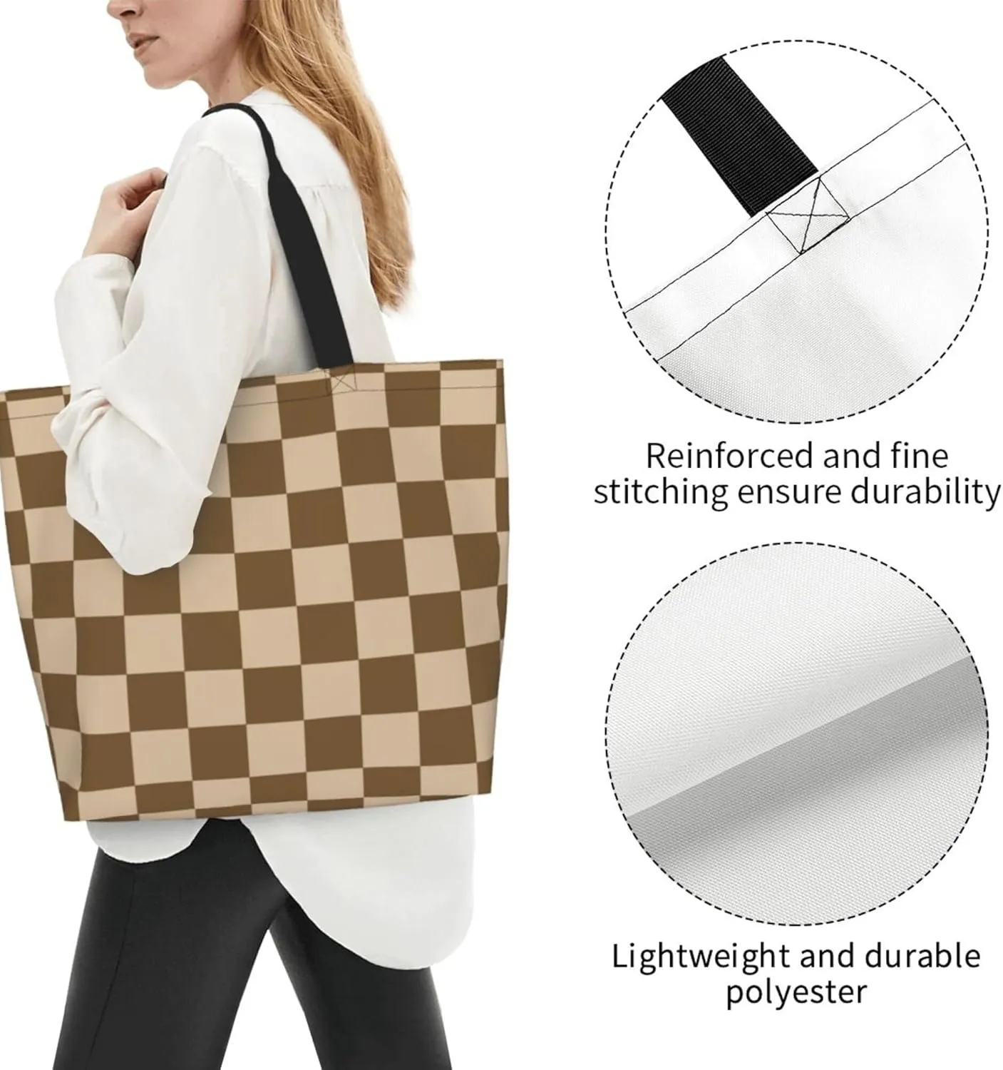 OHORTEB Tote Bag for Women, Reusable Large Ladies Shoulder Bag, Fasion Handbag for Office, Shopping, Travel, Work