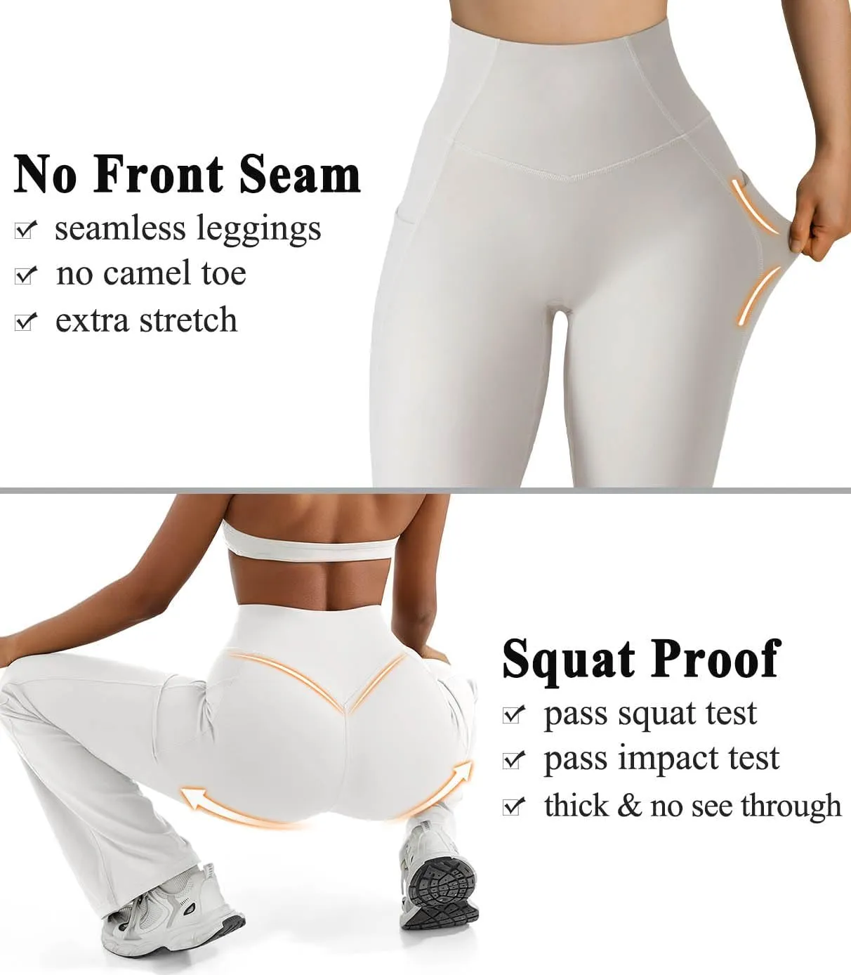 OMKAGI Women Flared Yoga Pants with Pockets Soft High Waisted Wide Leg Workout Leggings