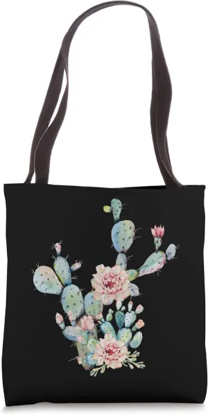 Opuntia Desert Flower Prickly Pears Watercolor Graphics Tote Bag