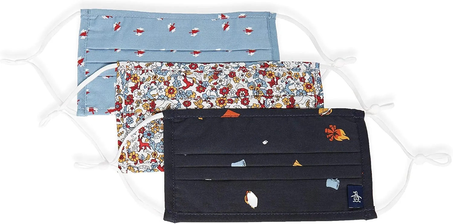 Original Penguin Reusable Pleated Woven Fabric Face Masks