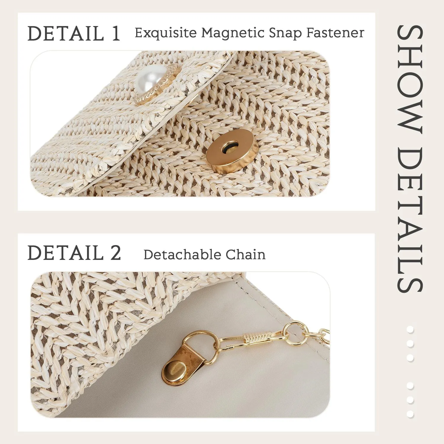 Oweisong Straw Clutch Purses for Women Summer Pearl Evening Bag Small Beach Woven Purse and Handbags 2025