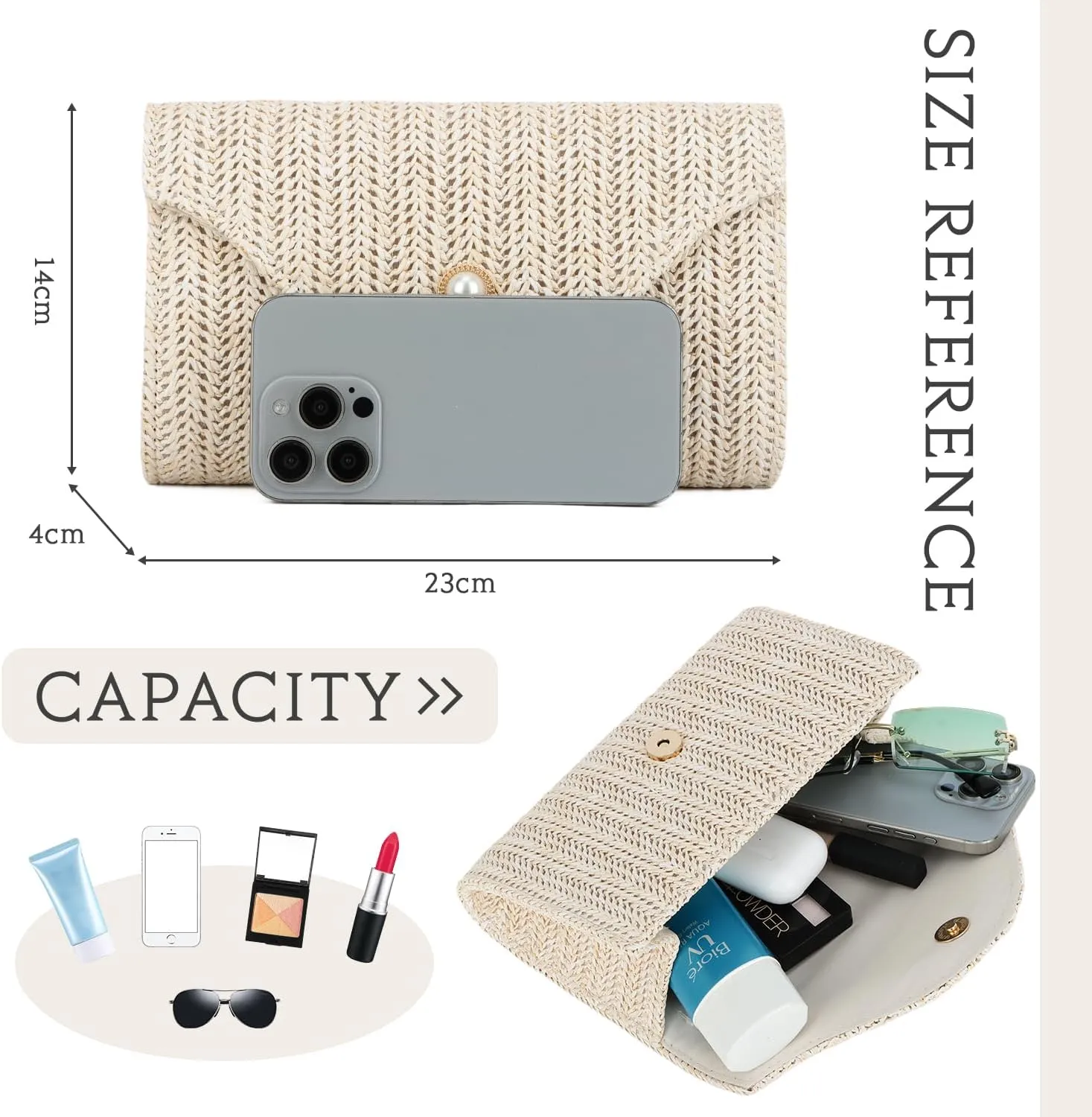 Oweisong Straw Clutch Purses for Women Summer Pearl Evening Bag Small Beach Woven Purse and Handbags 2025