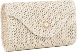 Oweisong Straw Clutch Purses for Women Summer Pearl Evening Bag Small Beach Woven Purse and Handbags 2025