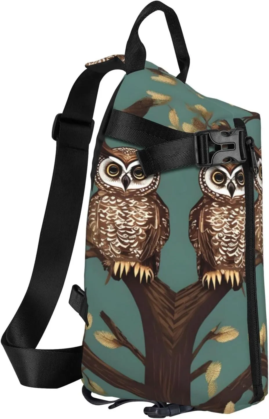 Owl Tree Branches Print Crossbody Backpack Casual Sling Bag Travel Lightweight, Adjustable Cross Bag
