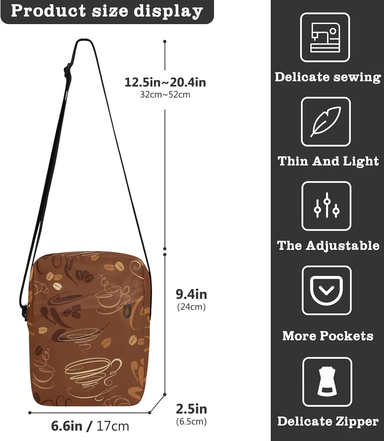 Oyihfvs Messenger Bag, Men's Crossbody Bag, Women's Crossbody Bag with Adjustable Strap