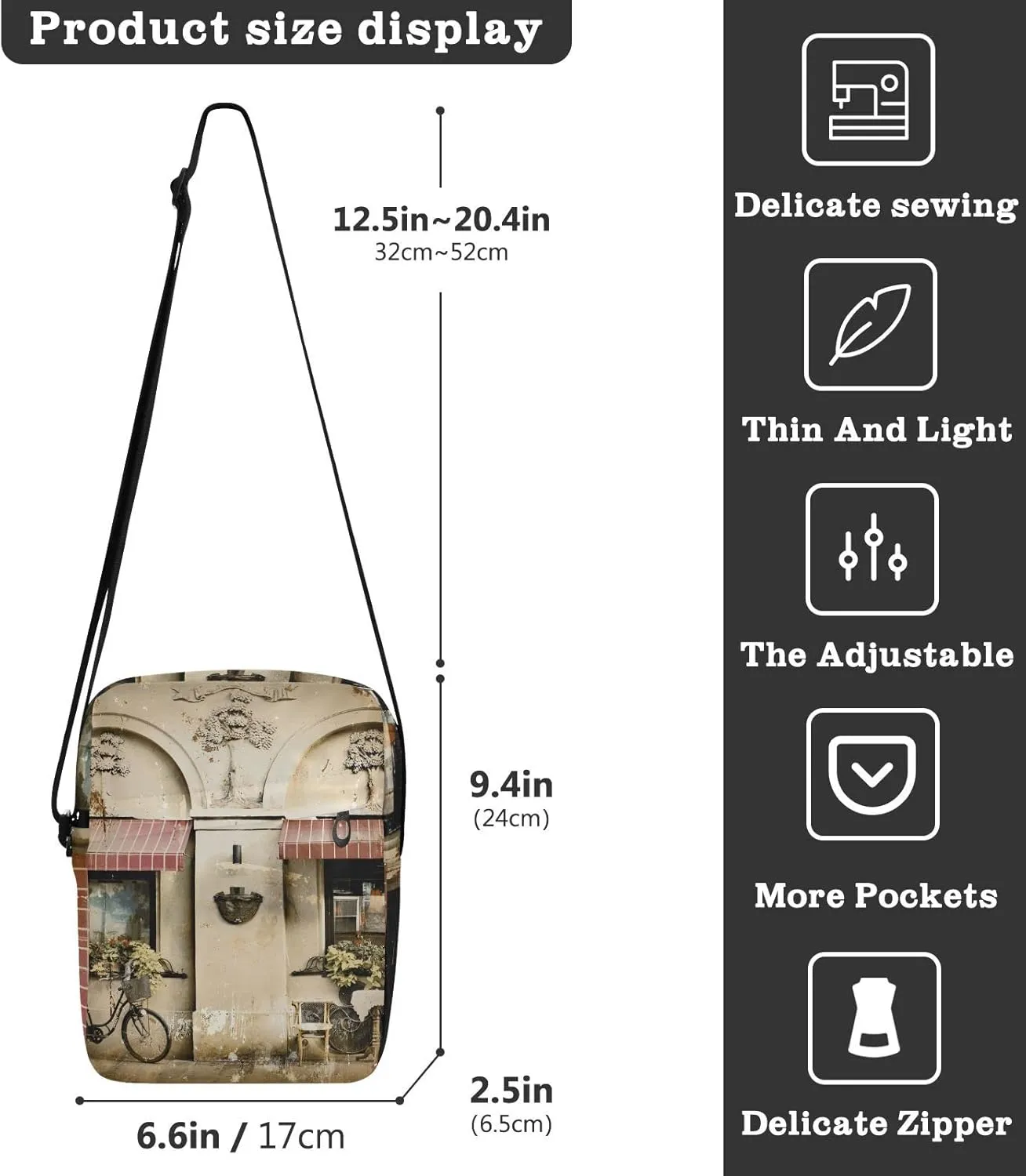 Oyihfvs Messenger Bag, Men's Crossbody Bag, Women's Crossbody Bag with Adjustable Strap