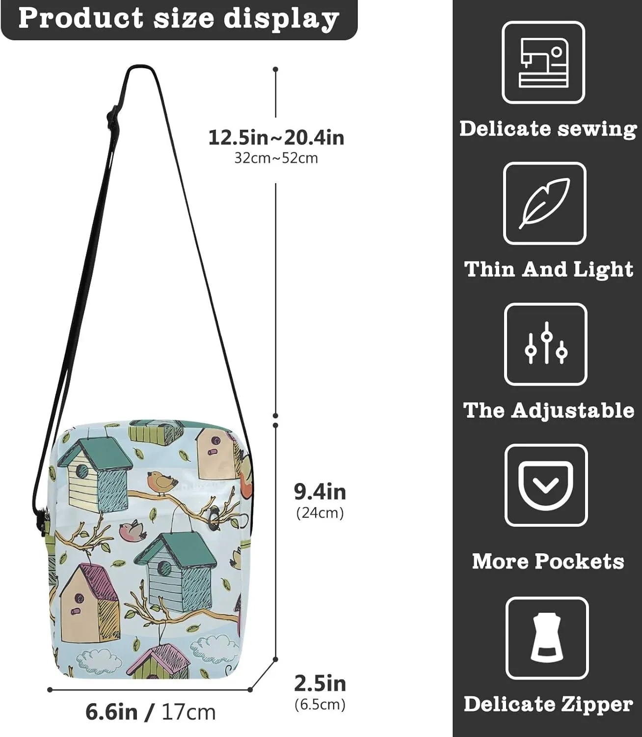 Oyihfvs Messenger Bag, Men's Crossbody Bag, Women's Crossbody Bag with Adjustable Strap