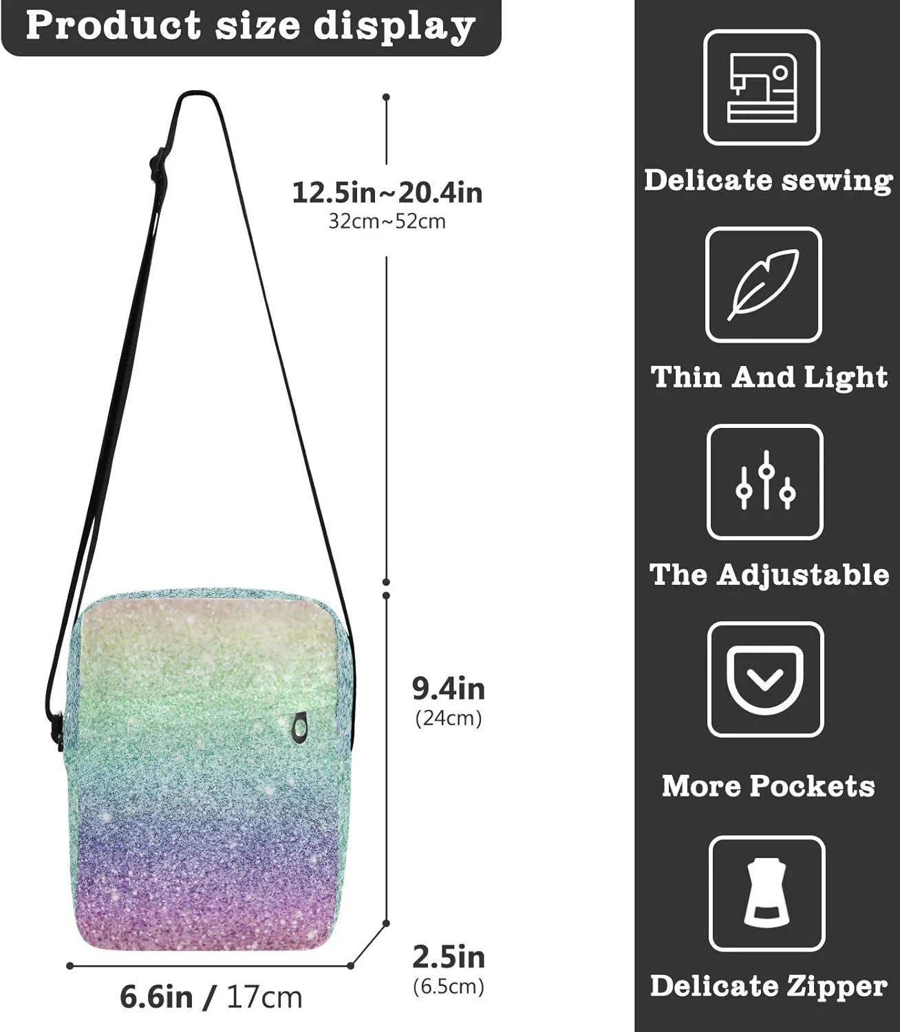 Oyihfvs Messenger Bag, Men's Crossbody Bag, Women's Crossbody Bag with Adjustable Strap