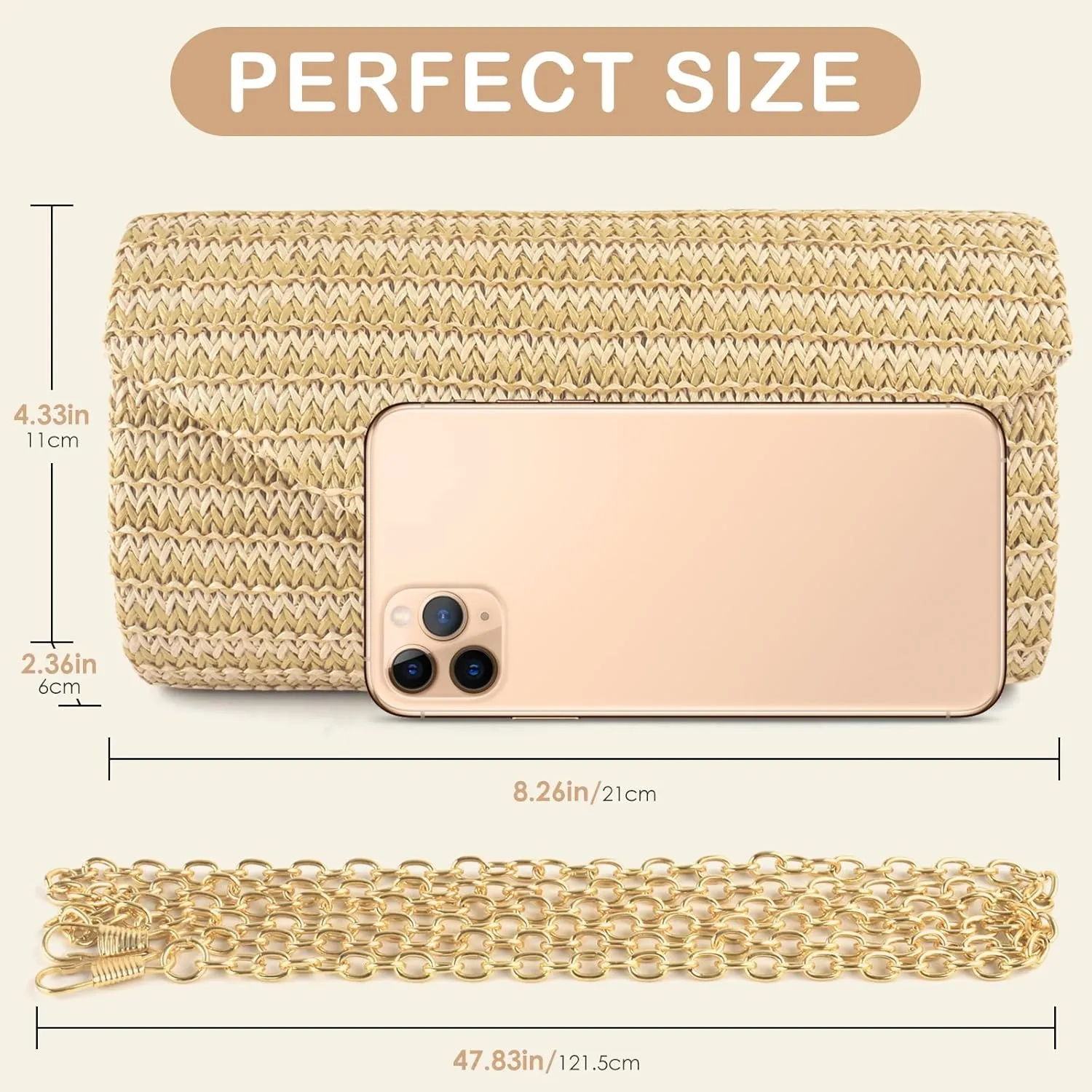 PACETAP Straw Clutch Purse for Women, Pearl Decoration Boho Crossbody Bags Handbags for Beach Travel Vacation Party Prom