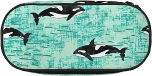 Pacific Ocean biological print Pencil case with zipper compartment, stationery pencil case, office supplies storage box