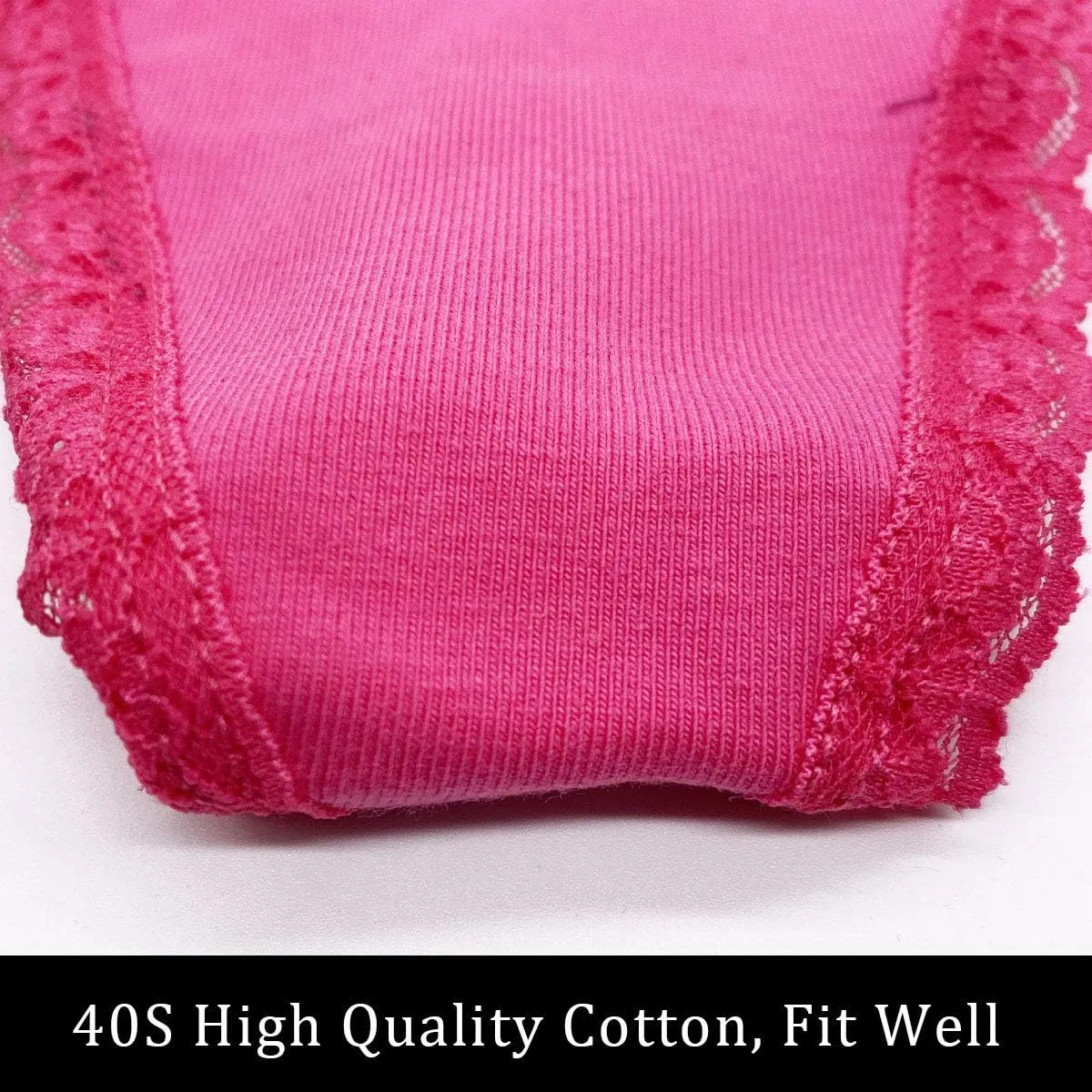 Pack 6 High Waisted Lace Thong for Women Cotton Underwear Plus Size High Rise Retro Tummy Control Thongs Panties