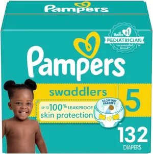 Pampers Baby Diapers - Swaddlers - Size 5, 132 Count, Ultra Absorbent Disposable Infant Diaper