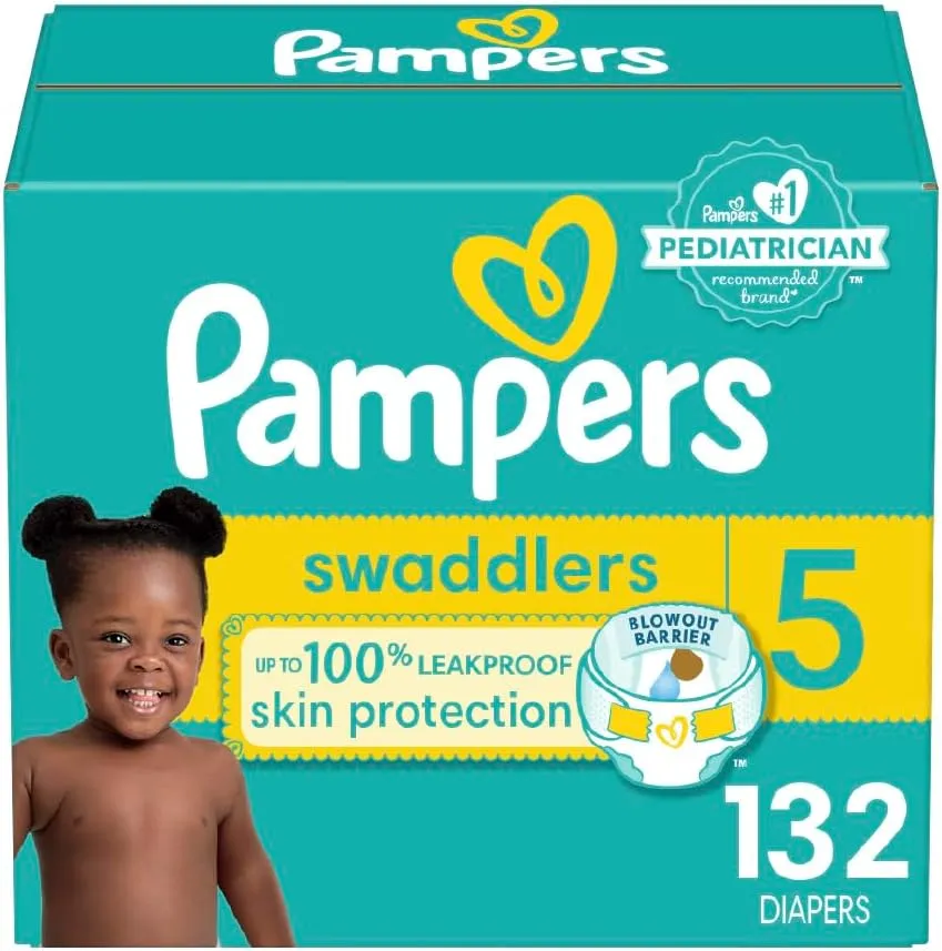 Pampers Baby Diapers - Swaddlers - Size 5, 132 Count, Ultra Absorbent Disposable Infant Diaper