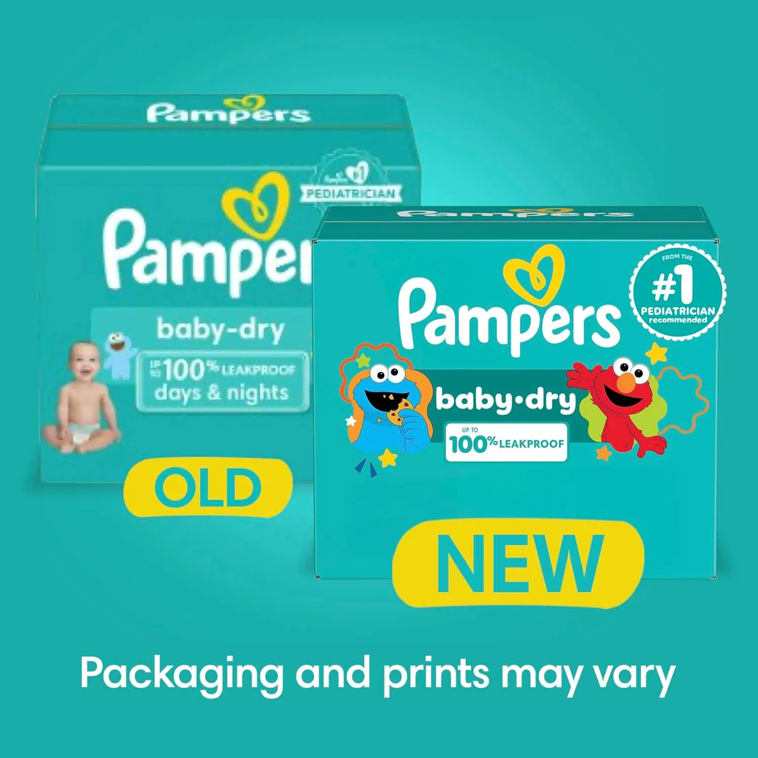 Pampers Diapers - Baby Dry - Size 1, 204 Count, Absorbent Disposable Infant Diaper (Packaging May Vary)