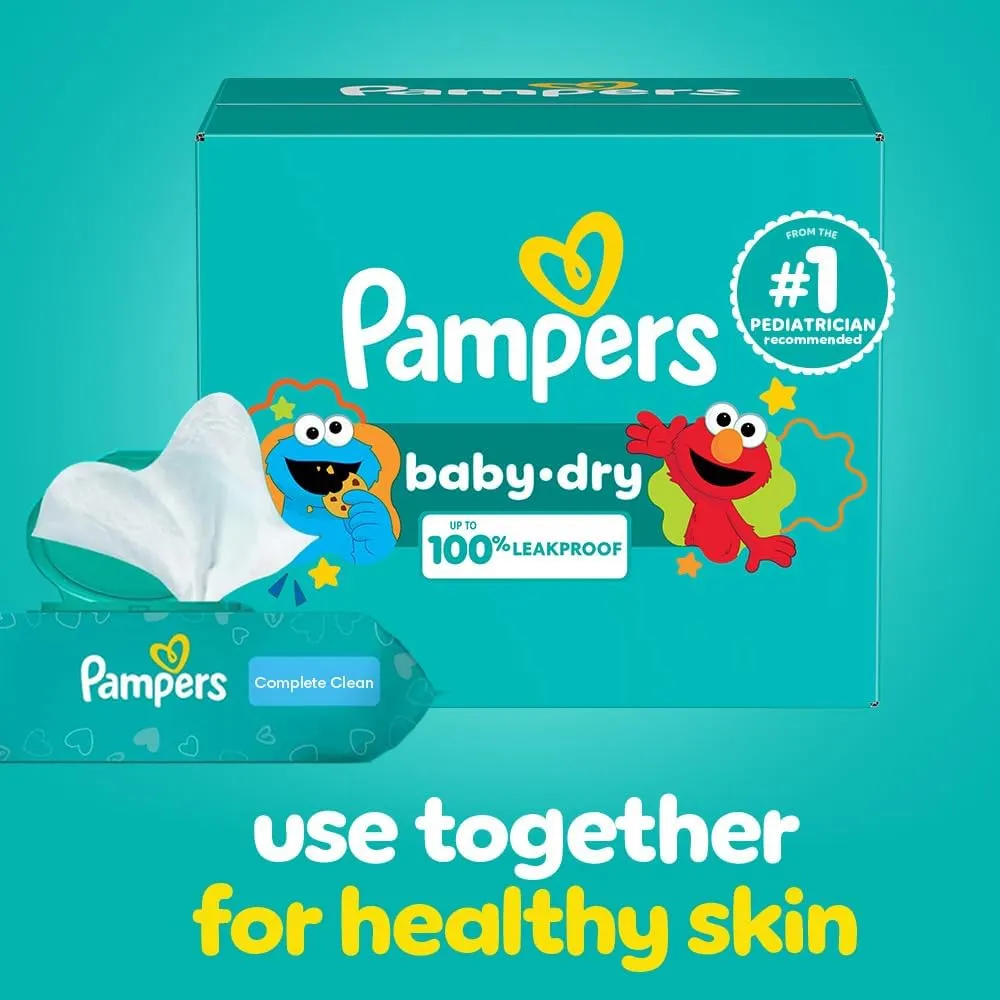Pampers Diapers - Baby Dry - Size 1, 204 Count, Absorbent Disposable Infant Diaper (Packaging May Vary)