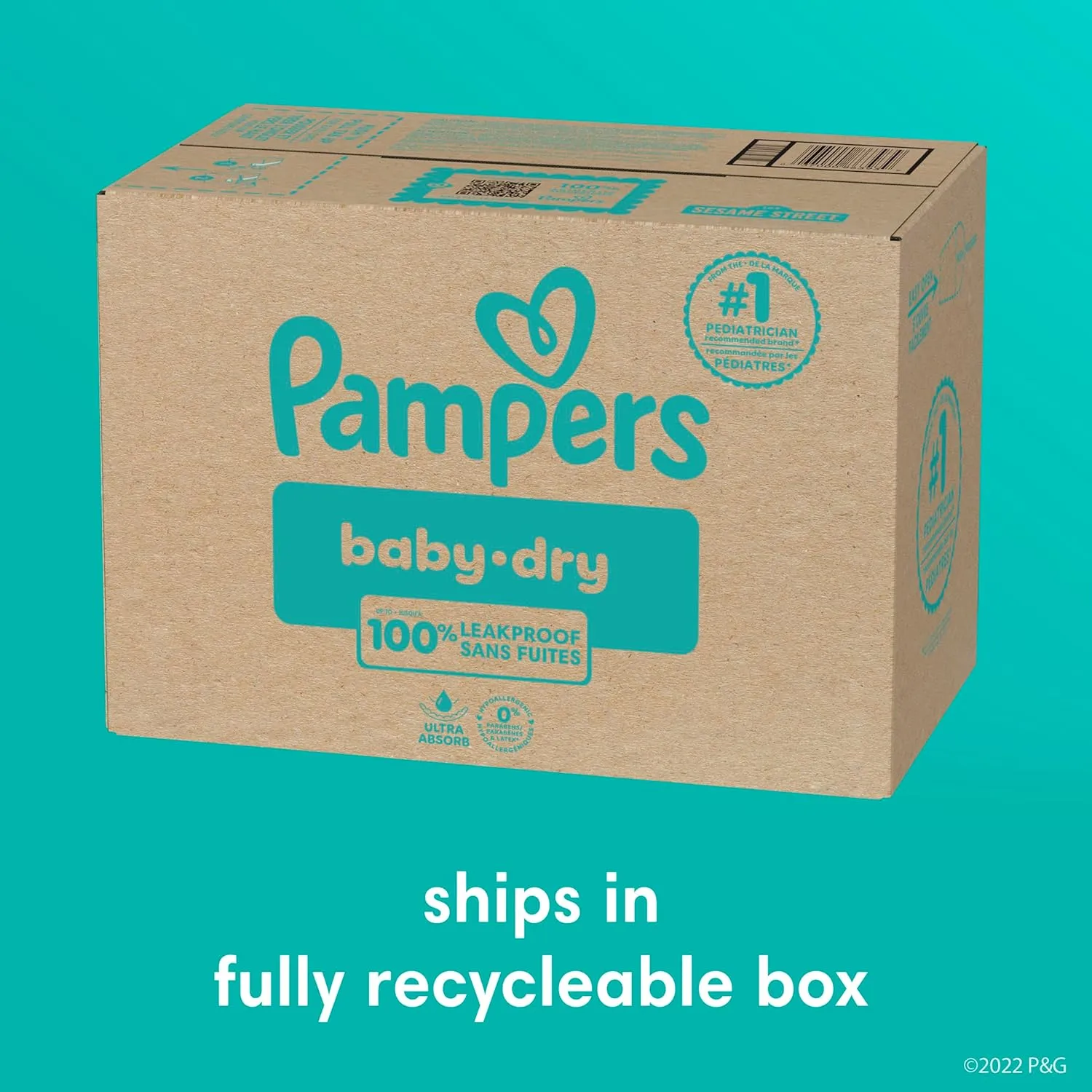 Pampers Diapers - Baby Dry - Size 1, 204 Count, Absorbent Disposable Infant Diaper (Packaging May Vary)