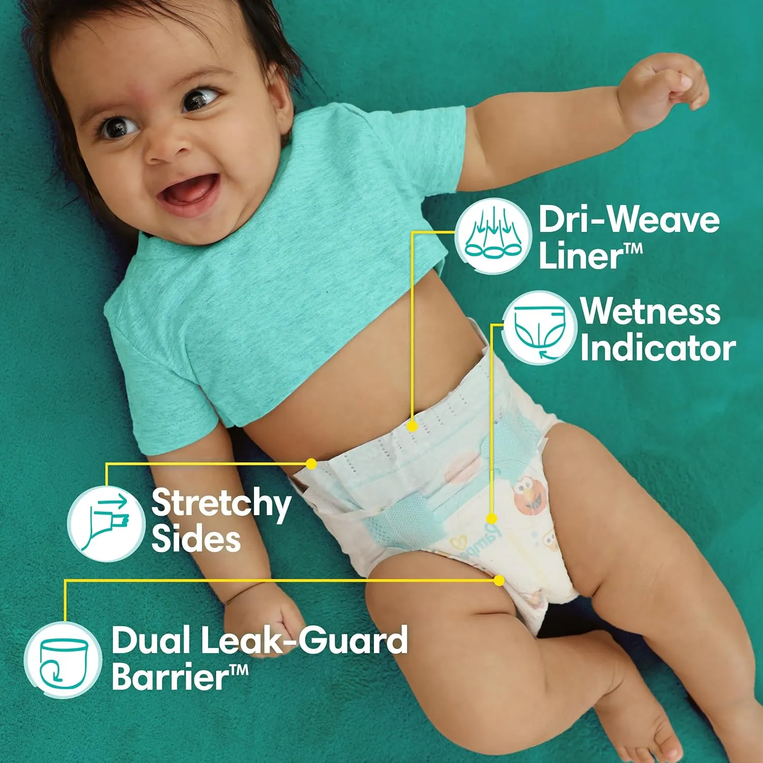 Pampers Diapers - Baby Dry - Size 3, 104 Count, Absorbent Disposable Infant Diaper (Packaging May Vary)
