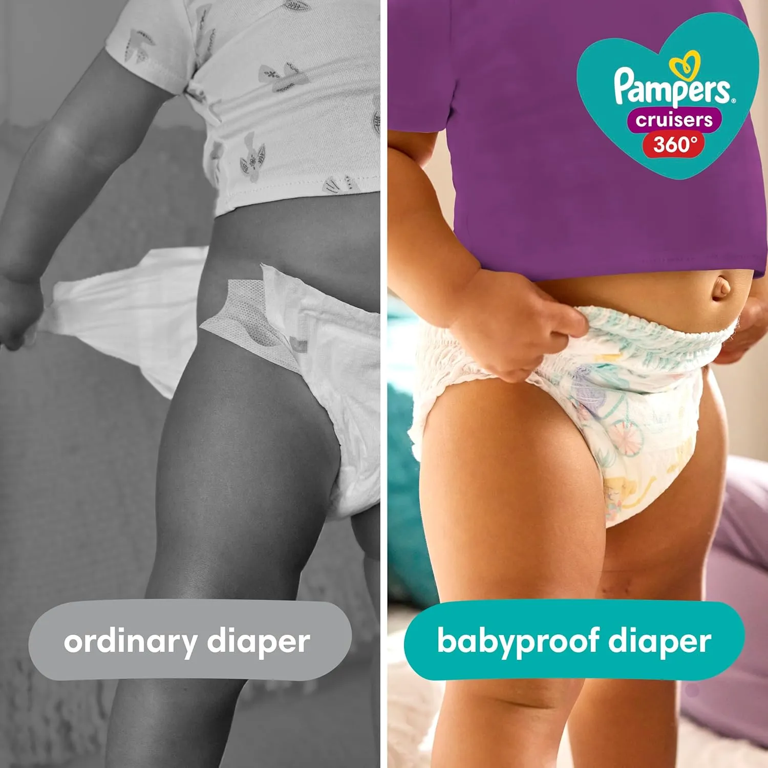 Pampers Diapers - Cruisers 360 - Size 6, 104 Count, Babyproof up to 100% Leakproof Pull-On Diaper