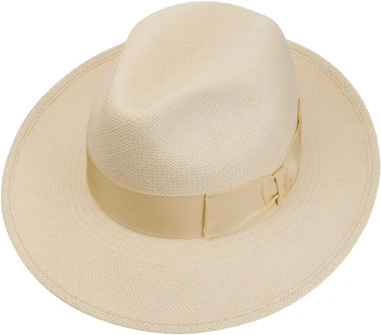 Panama Hat Amedeo Bogart Man - Made in Italy Summer Fedora with Grosgrain Band Spring/Summer