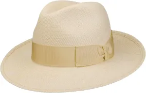 Panama Hat Amedeo Bogart Man - Made in Italy Summer Fedora with Grosgrain Band Spring/Summer