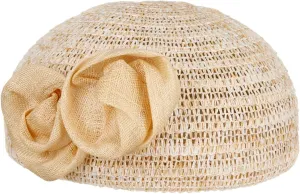 Paper Straw Beret with Sinamay Women Beige One Size