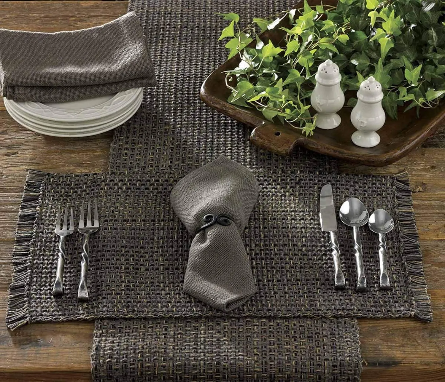 Park Designs Black Expresso Tweed Table Runner 54"