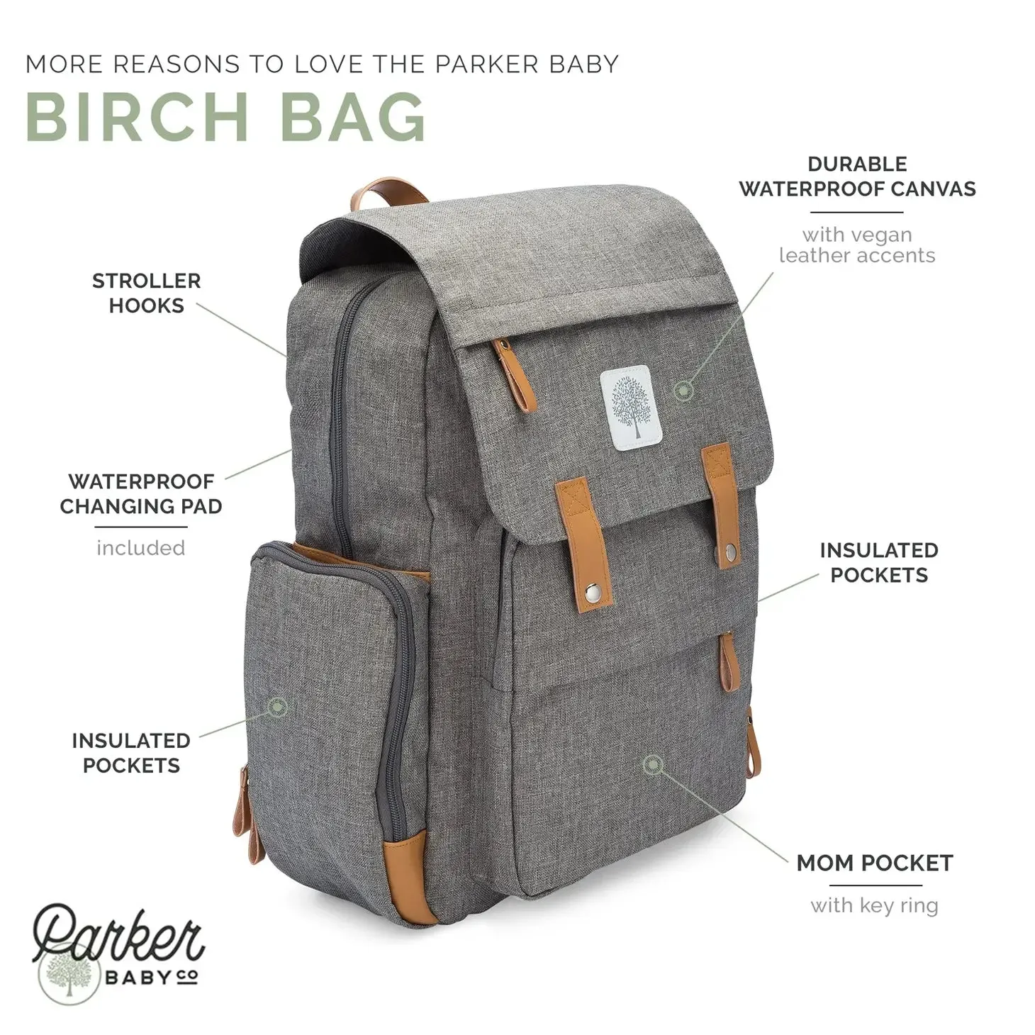 Parker Baby Co Birch Bag - Diaper Backpack