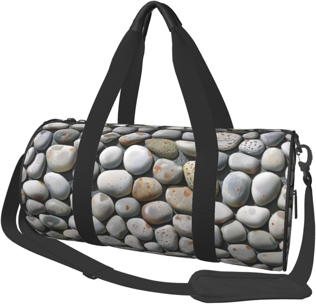 Pebble Stone Printed Sports Gym Bag for Men Women Foldable Duffel Bag Carry On Weekender Bag for Travel Sports
