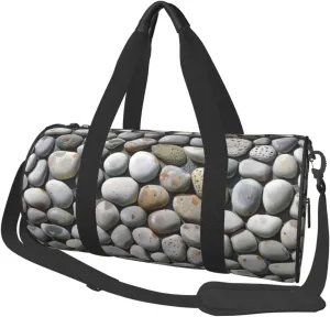 Pebble Stone Printed Sports Gym Bag for Men Women Foldable Duffel Bag Carry On Weekender Bag for Travel Sports