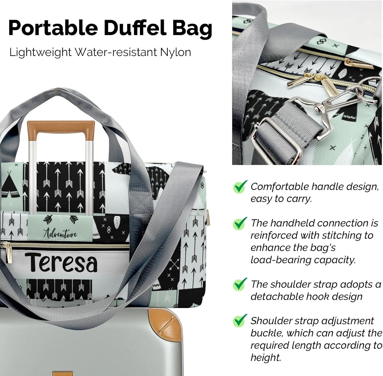 Personalized Adventure Bear Tribal Custom Multi-functional Travel Bag, Unisex Portable Duffel Bag, Short Distance Travel Assistant.