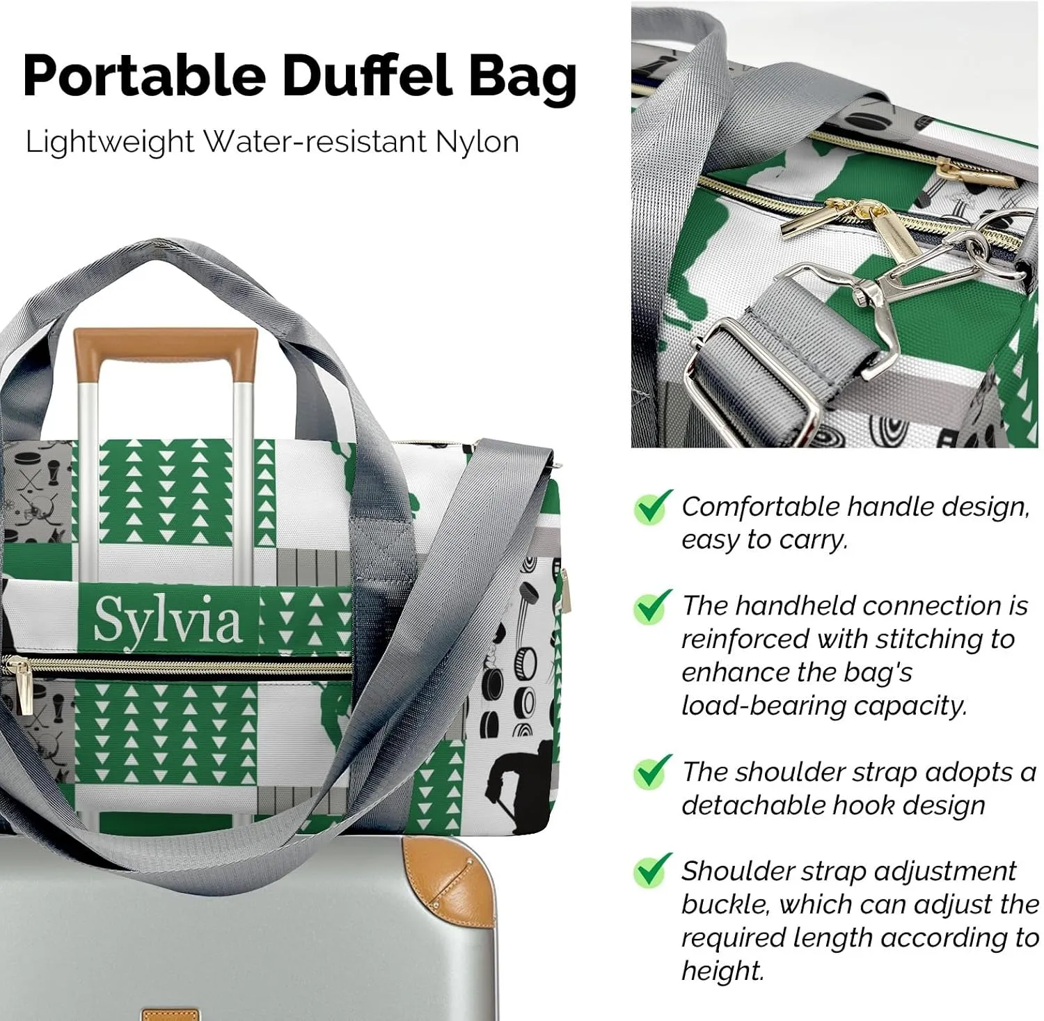 Personalized Ball Custom Multi-functional Travel Bag, Unisex Portable Duffel Bag, Short Distance Travel Assistant