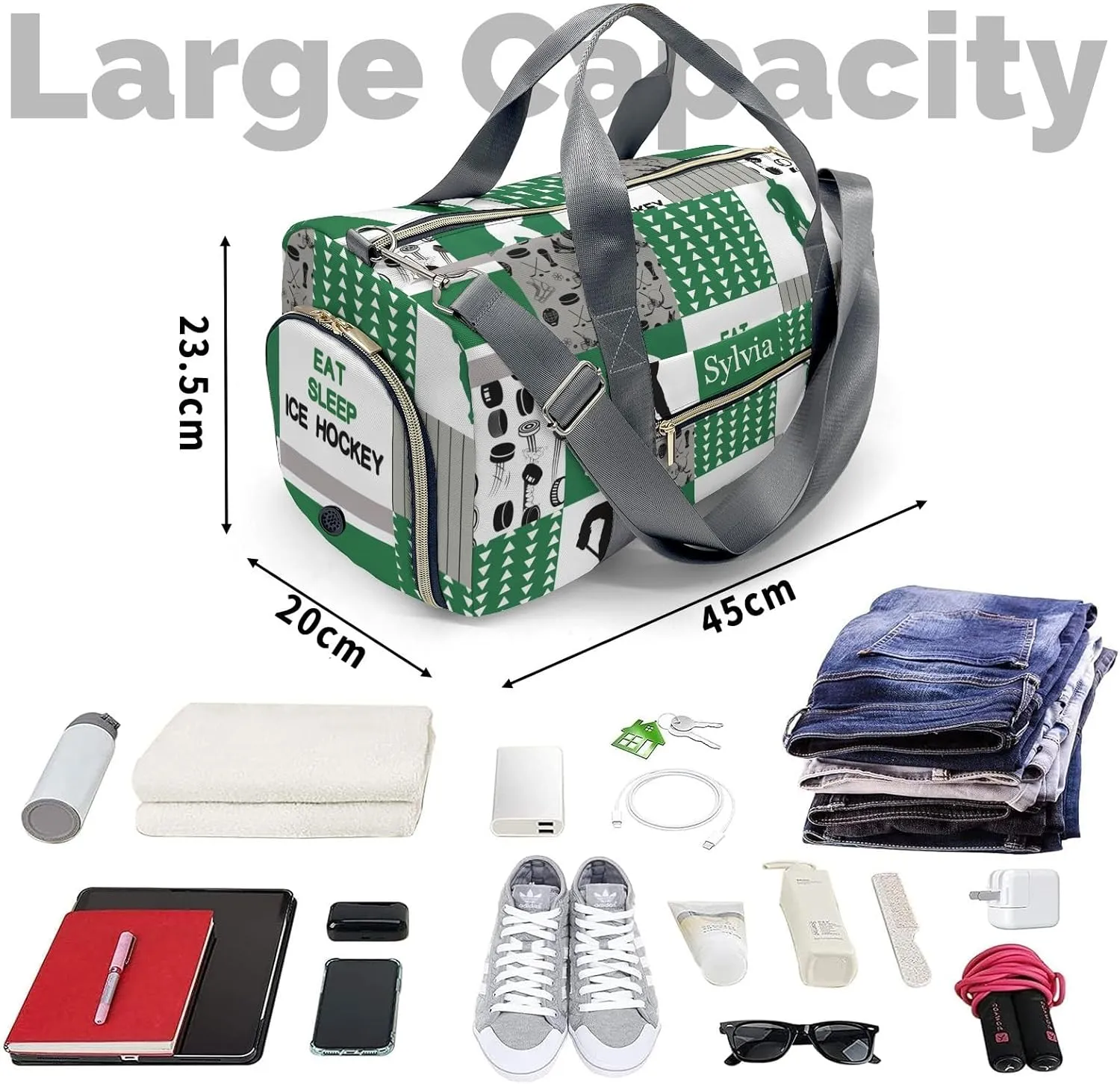Personalized Ball Custom Multi-functional Travel Bag, Unisex Portable Duffel Bag, Short Distance Travel Assistant