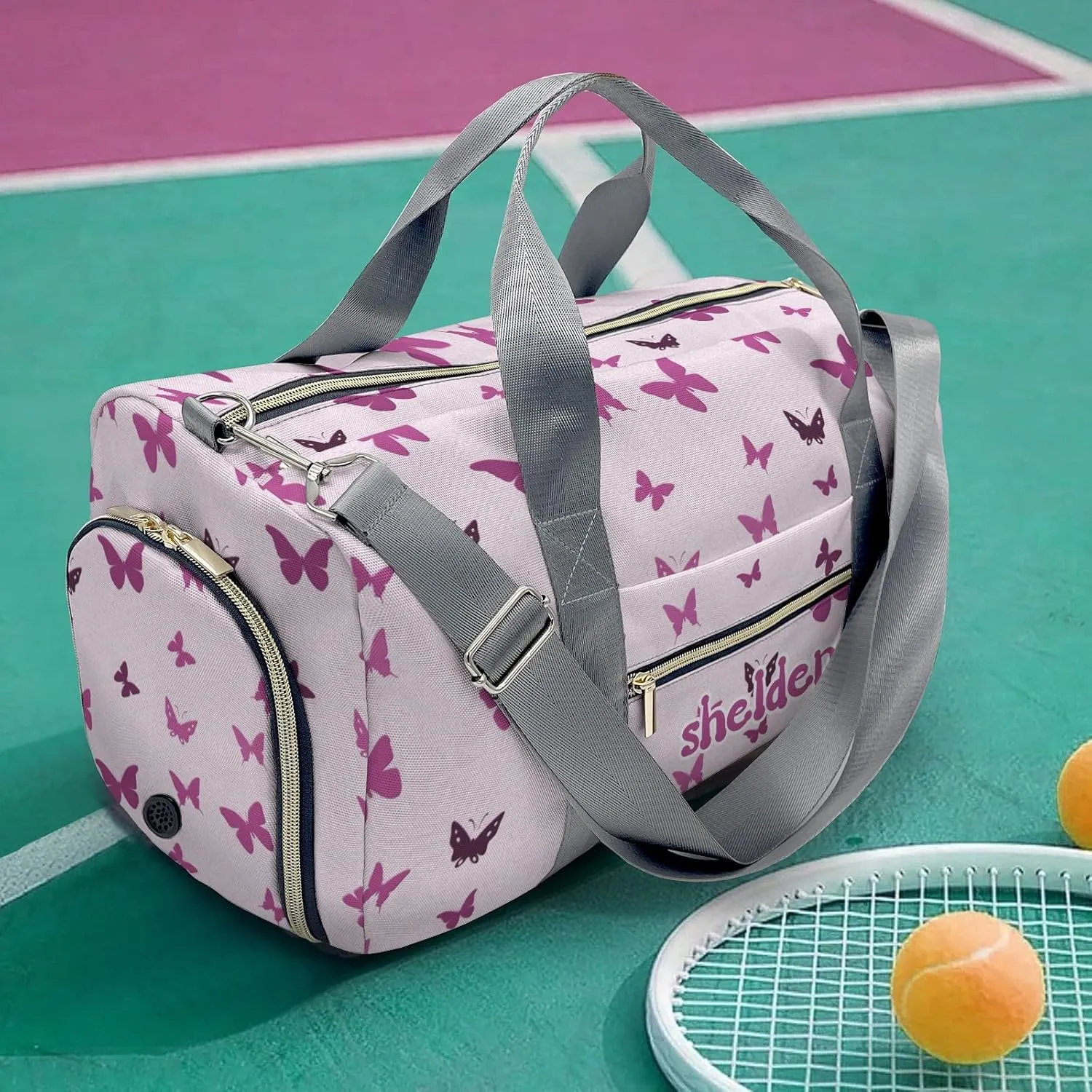 Personalized Butterfly Purple Custom Multi-functional Travel Bag, Unisex Portable Duffel Bag, Short Distance Travel Assistant